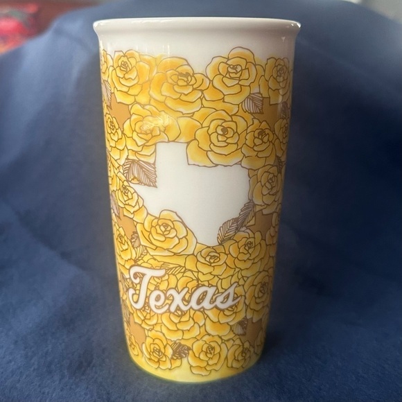 Starbucks Yellow Rose of Texas Ceramic Travel Tumbler 12 Oz - Picture 1 of 9